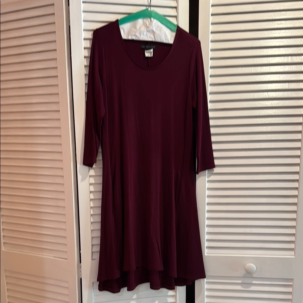 Joan Vass Deep Burgundy Long Sleeve Dress